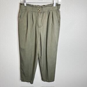 Oliver Bonas Women's Paperbag Tapered Pants Size 8 Olive